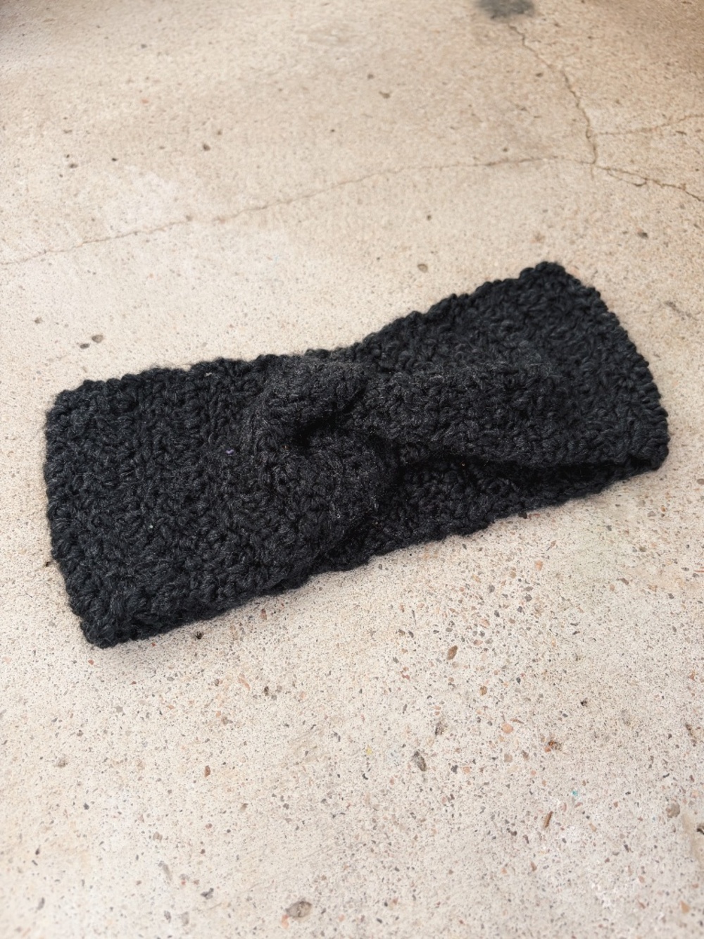 Handmade Crocheted Black Headband/Earwarmer with a Twist